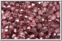 B�hm. Glasschliffperle, PRECIOSA, feuerpol., 3mm, crystal, trans., half labrador solgel pink, 50 Stk.