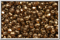 B�hm. Glasschliffperle, PRECIOSA, feuerpol., 3mm, topaz, trans., bronze luster, 50 Stk.
