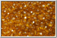 B�hm. Glasschliffperle, PRECIOSA, feuerpol., 3mm, topaz, colorado, trans., 50 Stk.
