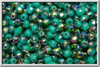 B�hm. Glasschliffperle, feuerpol., 3mm, turquoise, op., half vitrail, 50 Stk.