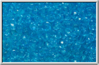 B�hm. Glasschliffperle, feuerpol., 3mm, aqua, med., trans., 50 Stk.