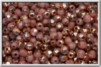 B�hm. Glasschliffperle, feuerpol., 3mm, rose, vintage, op., half capri gold, 50 Stk.