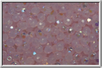 B�hm. Glasschliffperle, feuerpol., 3mm, pink, opal, AB, 50 Stk.
