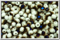 B�hm. Glasschliffperle, feuerpol., 3mm, white, op., half azuro, 50 Stk.