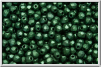 B�hm. Glasschliffperle, feuerpol., 3mm, green, dk., met., suede, 50 Stk.