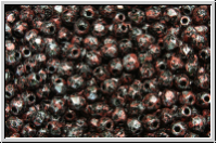 B�hm. Glasschliffperle, feuerpol., 3mm, black, op., red, tweedy, 50 Stk.