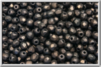 B�hm. Glasschliffperle, feuerpol., 3mm, black, op., vega luster, matte, 50 Stk.