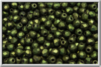 B�hm. Glasschliffperle, feuerpol., 3mm, green, met., matte, 50 Stk.