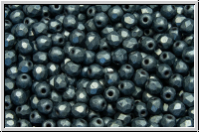 B�hm. Glasschliffperle, feuerpol., 3mm, hematite, met., matte, 50 Stk.