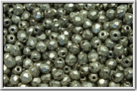 B�hm. Glasschliffperle, feuerpol., 3mm, silver, old, met., 50 Stk.