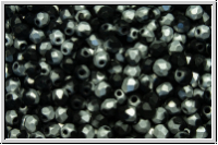 B�hm. Glasschliffperle, feuerpol., 3mm, black, op., half silver, matte, 50 Stk.