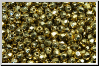 B�hm. Glasschliffperle, feuerpol., 3mm, crystal, trans., full brass, 50 Stk.
