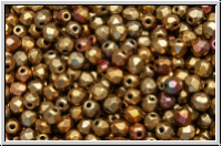 B�hm. Glasschliffperle, feuerpol., 3mm, bronze, met., iris., satin, 50 Stk.