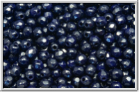 B�hm. Glasschliffperle, feuerpol., 3mm, blue, night, op., 50 Stk.