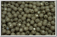 B�hm. Glasschliffperle, feuerpol., 3mm, grey, dk., op., 50 Stk.