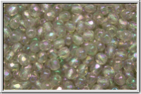 B�hm. Glasschliffperle, feuerpol., 3mm, black diamond, trans., purple iris., 50 Stk.