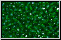 B�hm. Glasschliffperle, feuerpol., 3mm, chrysolite, dk., trans., 50 Stk.