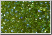 B�hm. Glasschliffperle, feuerpol., 3mm, olivine, trans., AB, 50 Stk.