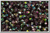 B�hm. Glasschliffperle, feuerpol., 3mm, amethyst, trans., half vitrail, 50 Stk.