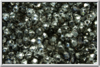 B�hm. Glasschliffperle, feuerpol., 3mm, crystal, trans., backlit periwinkle, 50 Stk.