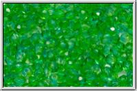 B�hm. Glasschliffperle, feuerpol., 3mm, crystal, trans., green/aqua dual coated, 50 Stk.