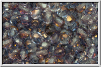 B�hm. Glasschliffperle, feuerpol., 4mm, crystal, trans., half copper, 50 Stk.