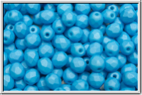 B�hm. Glasschliffperle, feuerpol., 4mm, white, alabaster, cornflower pastel, matte, 50 Stk.