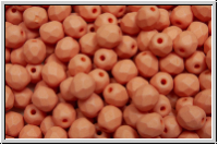 B�hm. Glasschliffperle, feuerpol., 4mm, white, alabaster, peach pastel, matte, 50 Stk.