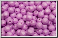 B�hm. Glasschliffperle, feuerpol., 4mm, white, alabaster, light lila pastel, matte, 50 Stk.