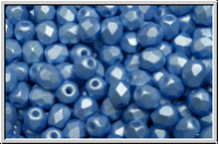B�hm. Glasschliffperle, feuerpol., 4mm, white, alabaster, lt. sapphire pastel, 50 Stk.