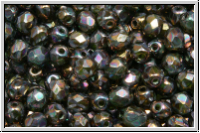 B�hm. Glasschliffperle, feuerpol., 4mm, green, moonlight, nebula, 50 Stk.