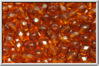 B�hm. Glasschliffperle, feuerpol., 4mm, topaz, med., trans., 50 Stk.