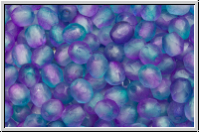 B�hm. Glasschliffperle, feuerpol., 4mm, crystal, trans., pink/blue dual coated, matte, 50 Stk.