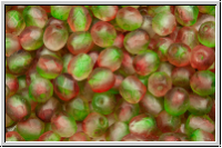 B�hm. Glasschliffperle, feuerpol., 4mm, crystal, trans., pink/green dual coated, matte, 50 Stk.