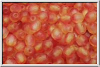 B�hm. Glasschliffperle, feuerpol., 4mm, crystal, trans., fuchsia/lemon dual coated, matte, 50 Stk.