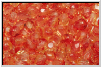 B�hm. Glasschliffperle, feuerpol., 4mm, crystal, trans., fuchsia/lemon dual coated, 50 Stk.