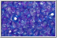 B�hm. Glasschliffperle, feuerpol., 4mm, crystal, trans., blue/purple dual coated, 50 Stk.