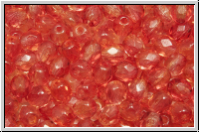 B�hm. Glasschliffperle, feuerpol., 4mm, crystal, trans., orange/red dual coated, 50 Stk.