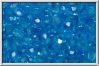 B�hm. Glasschliffperle, feuerpol., 4mm, crystal, trans., capri/sapphire dual coated, 50 Stk.