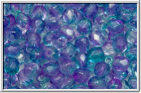 B�hm. Glasschliffperle, feuerpol., 4mm, crystal, trans., pink/blue dual coated, 50 Stk.