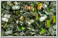 HTL-4552, MIYUKI Half Tila Beads, crystal, trans., half vitrail, 5g