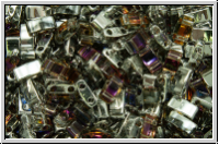 HTL-4554, MIYUKI Half Tila Beads, crystal, trans., half heliotrop, 5g