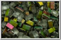 HTL-4557, MIYUKI Half Tila Beads, crystal, trans., half vitrail, matte, 5g