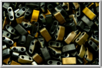 HTL-4561, MIYUKI Half Tila Beads, black op., half valentinite, matte, 5g