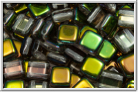 TILE-Beads, 6x6mm, crystal, trans., half vitex cuprum, 25 Stk.