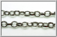 Gliederkette, oval, flach,4,3x3,8mm, antiksilberfb., Metall, 1m