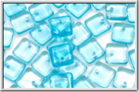 Squarelets, 6x6x2,5mm, seitl. Loch, aqua, trans., 50 Stk.