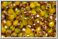 B�hm. Glasschliffperle, feuerpol., 4mm, yellow, opal, half capri gold, 50 Stk.