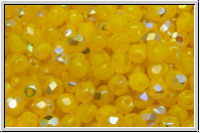 B�hm. Glasschliffperle, feuerpol., 4mm, yellow, opal, AB, 50 Stk.