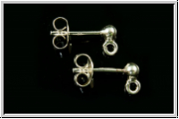 Ohrstecker "Kugel mit �se", 3mm, silberfb., 925er Silber, 1 Paar